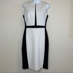 White House Black Market Blck/Wht Colorblock Dress